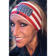 Womens biker bandanas w/ USA flag and text “Love the USA” Headband