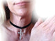 Black Velvet Choker Collar Necklace with Cross