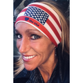Womens biker bandanas w/ USA flag and text “Love the USA” Headband