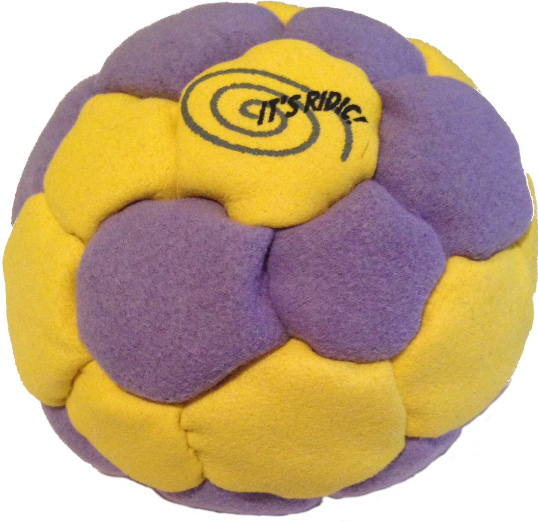 Purple and Yellow 32-panel pellet Hacky Sack