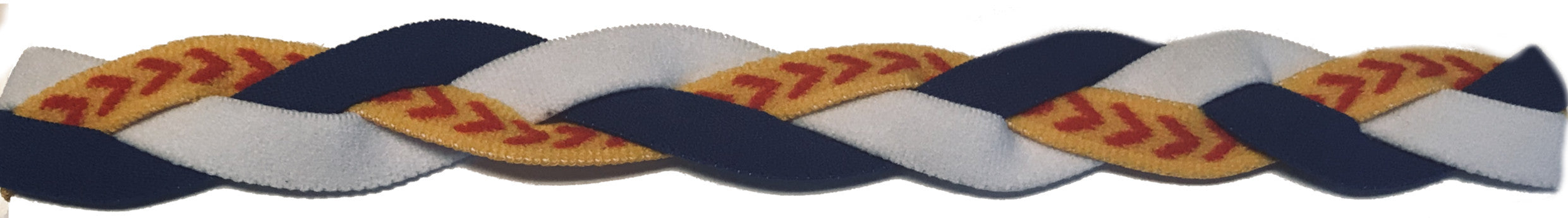 Blue white softball Non Slip Braided Athletic Sports Headband with silicone grip