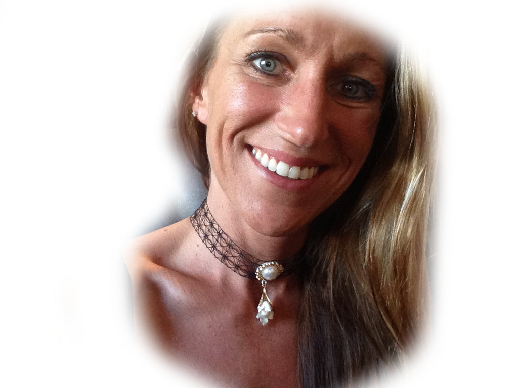 Lace Choker Necklace with Charm