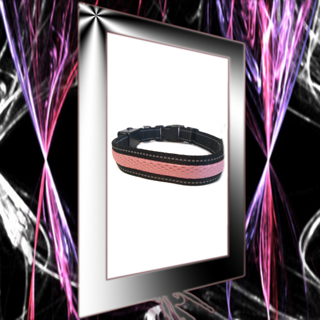 Light Pink Solar Charging LED Dog Collar