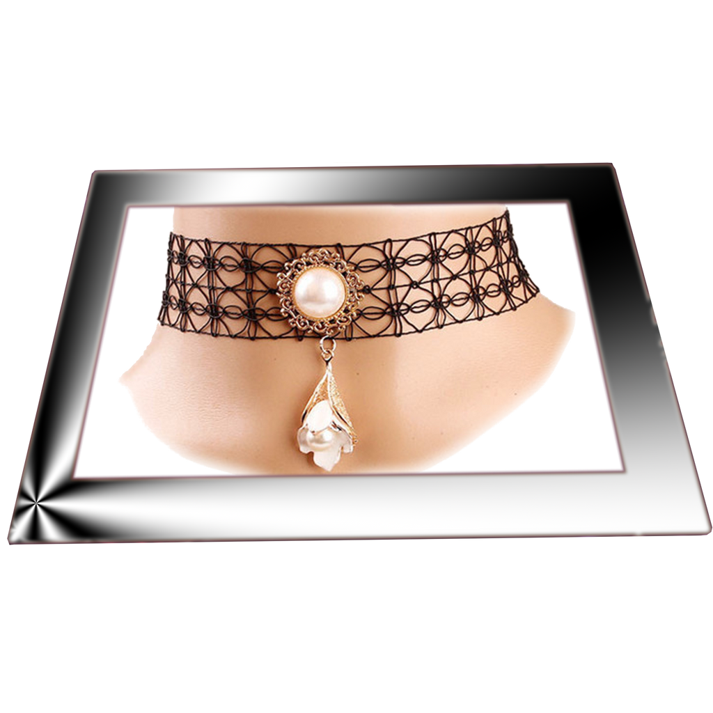 Lace Choker Necklace with Charm