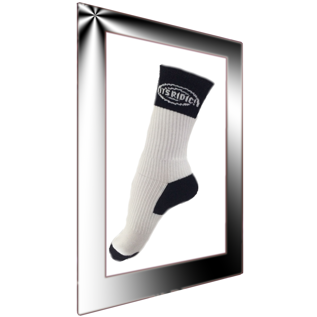 White and Black Crew Socks with Arch support