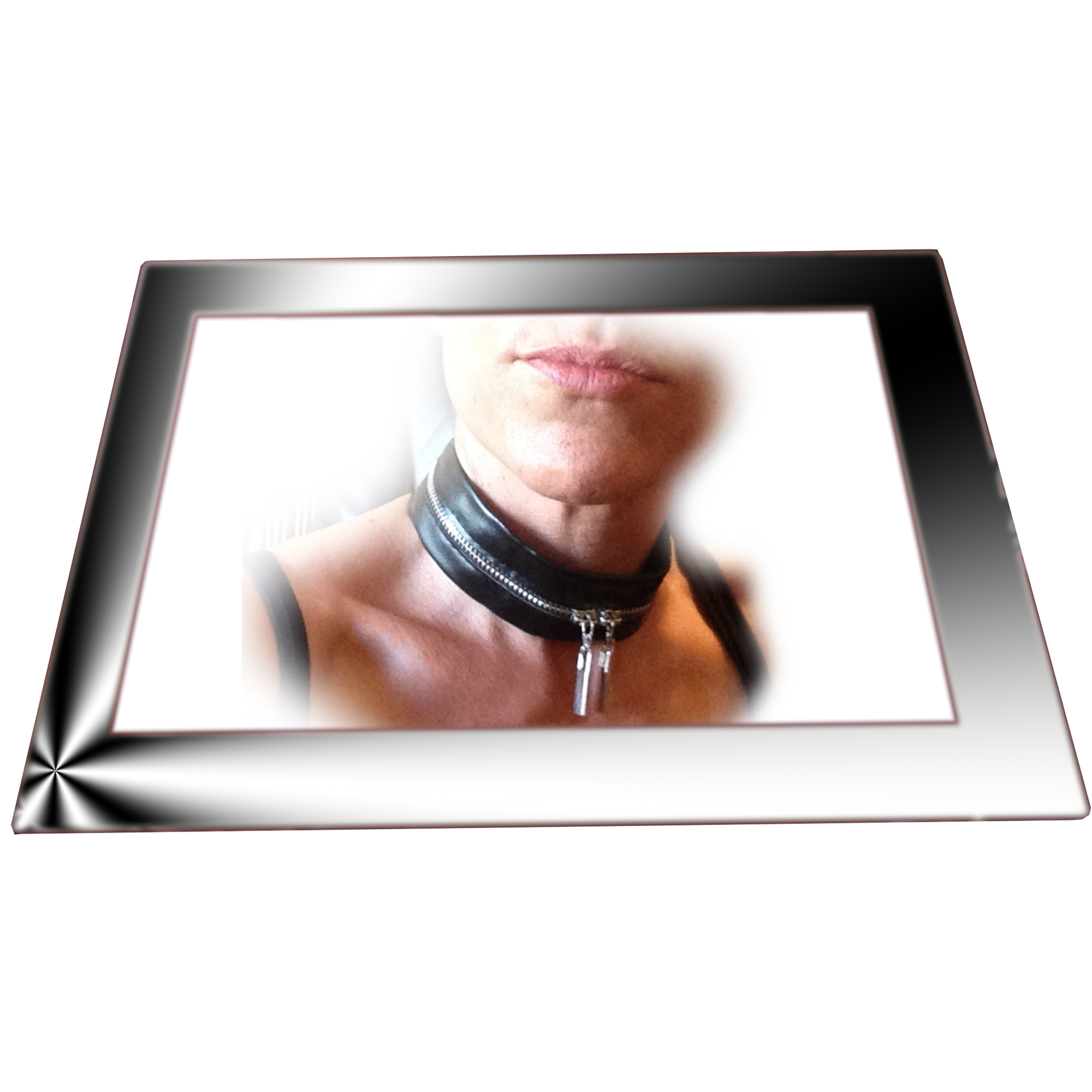 Black Leather Zipper Choker Necklace