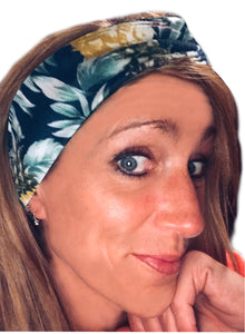 Hawaiian with Pineapple Themed IT'S RIDIC! Women's Knot Style Headband in Boho, Hawaiian, Floral, and Solid Designs. The Perfect Hair wrap for Cute and Casual Days.