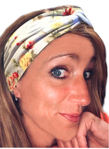 White with Floral IT'S RIDIC! Women's Knot Style Headband in Boho, Hawaiian, Floral, and Solid Designs. The Perfect Hair wrap for Cute and Casual Days.