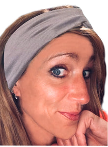 Grey IT'S RIDIC! Women's Knot Style Headband in Boho, Hawaiian, Floral, and Solid Designs. The Perfect Hair wrap for Cute and Casual Days.