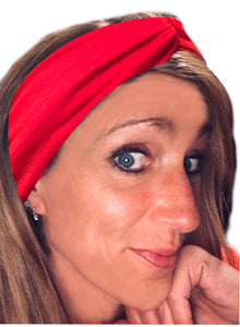 Red IT'S RIDIC! Women's Knot Style Headband in Boho, Hawaiian, Floral, and Solid Designs. The Perfect Hair wrap for Cute and Casual Days.