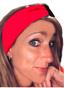 Red and Black IT'S RIDIC! Women's Knot Style Headband in Boho, Hawaiian, Floral, and Solid Designs. The Perfect Hair wrap for Cute and Casual Days.