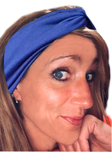 Royal Blue IT'S RIDIC! Women's Knot Style Headband in Boho, Hawaiian, Floral, and Solid Designs. The Perfect Hair wrap for Cute and Casual Days.