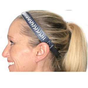 Softball / Baseball Theme Girls / Womens Headbands - Navy Blue with White Stitching