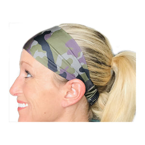 Military Black, Green, Purple Sweat Absorbing Stretch Athletic Sports Headband