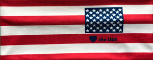 Womens biker bandanas w/ USA flag and text “Love the USA” Headband