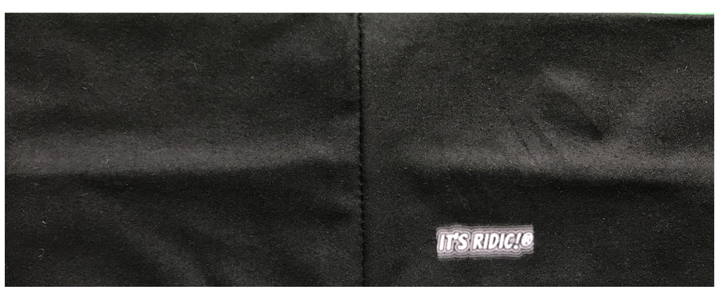 Back of Womens biker bandanas displaying a runner & “Dedication” 