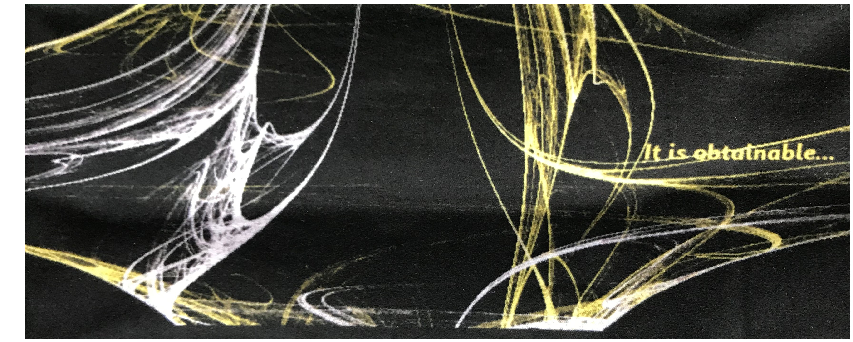 Black & yellow headband / bandana showing text "It is obtainable”.