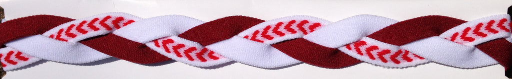 White maroon and baseball seam headband