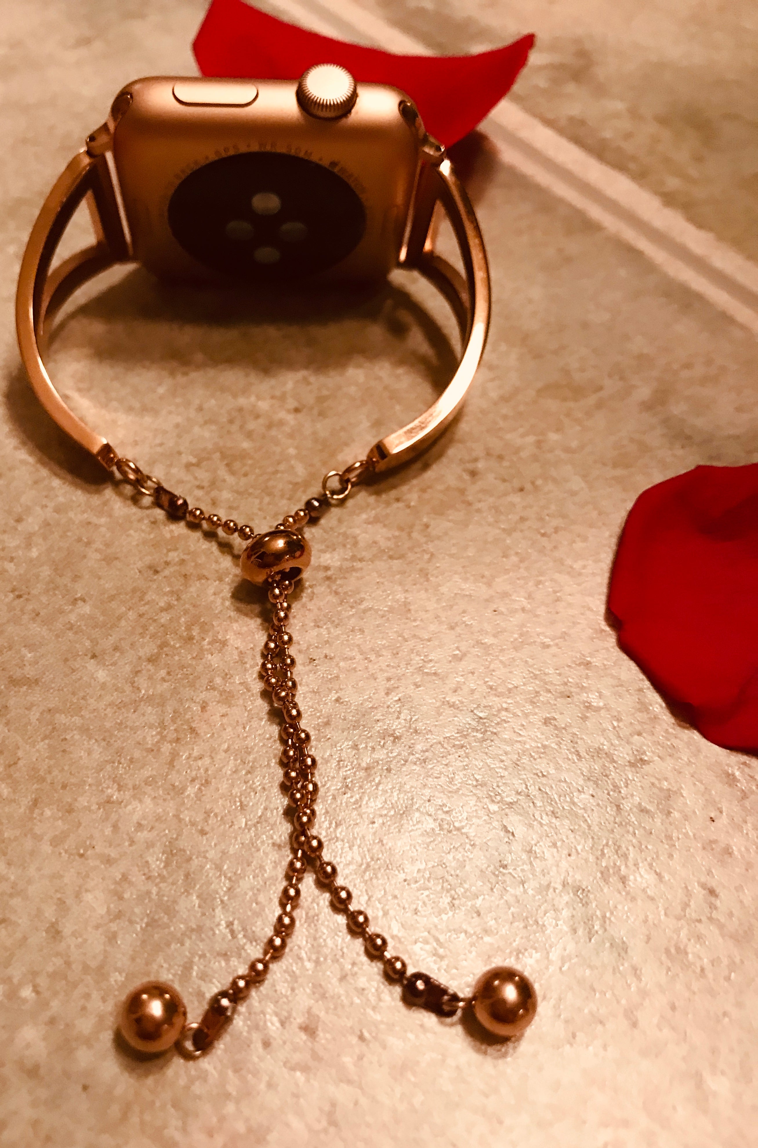 Adjustable dressy bangle cuff bracelet - compatible with Apple watch Band 42mm. - for those fancy dinner dates.