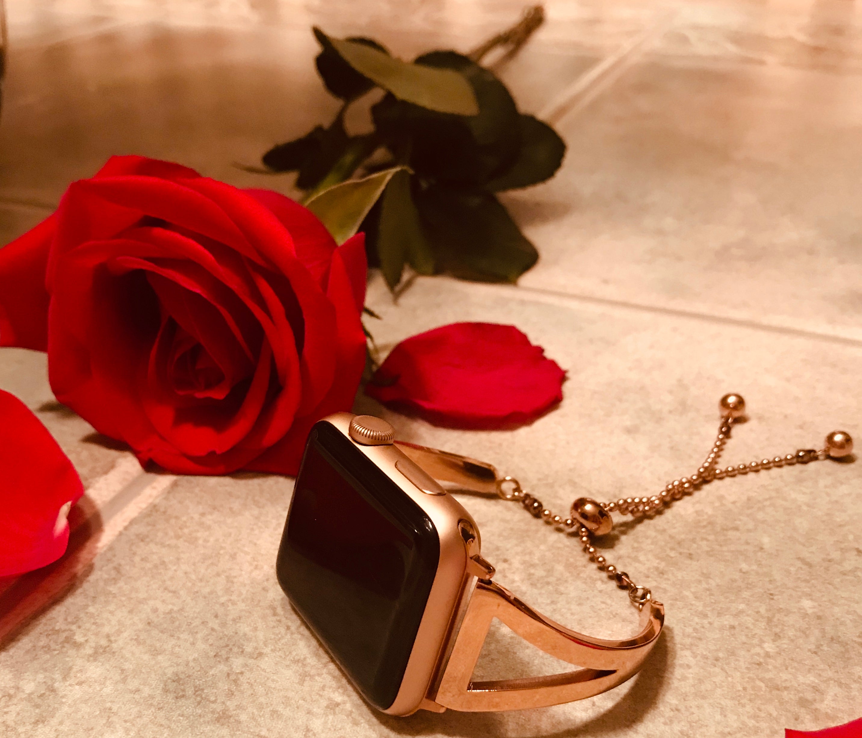 Treat your special lady with a perfect piece of jewelry - adjustable dressy bangle cuff bracelet - compatible with Apple watch Band 42mm.
