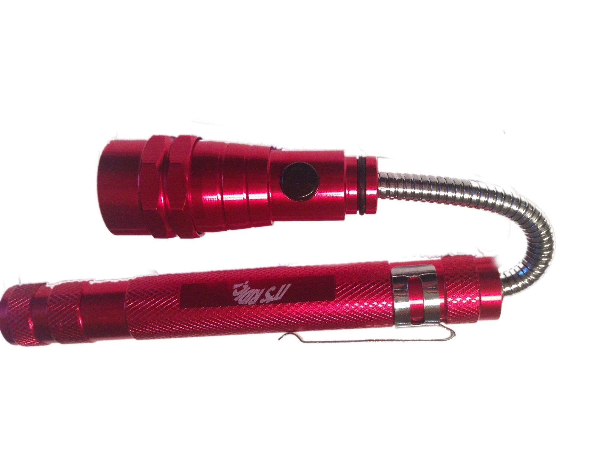 Extendible Magnetic 3LED Flashlight Pickup Tool WITH MIRROR – Red