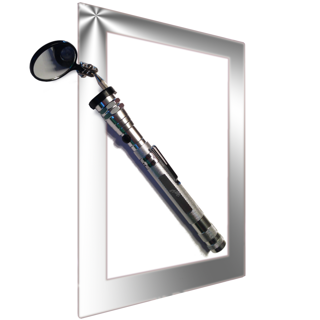 Silver Extendible Magnetic 3LED Flashlight Pickup Tool WITH MIRROR