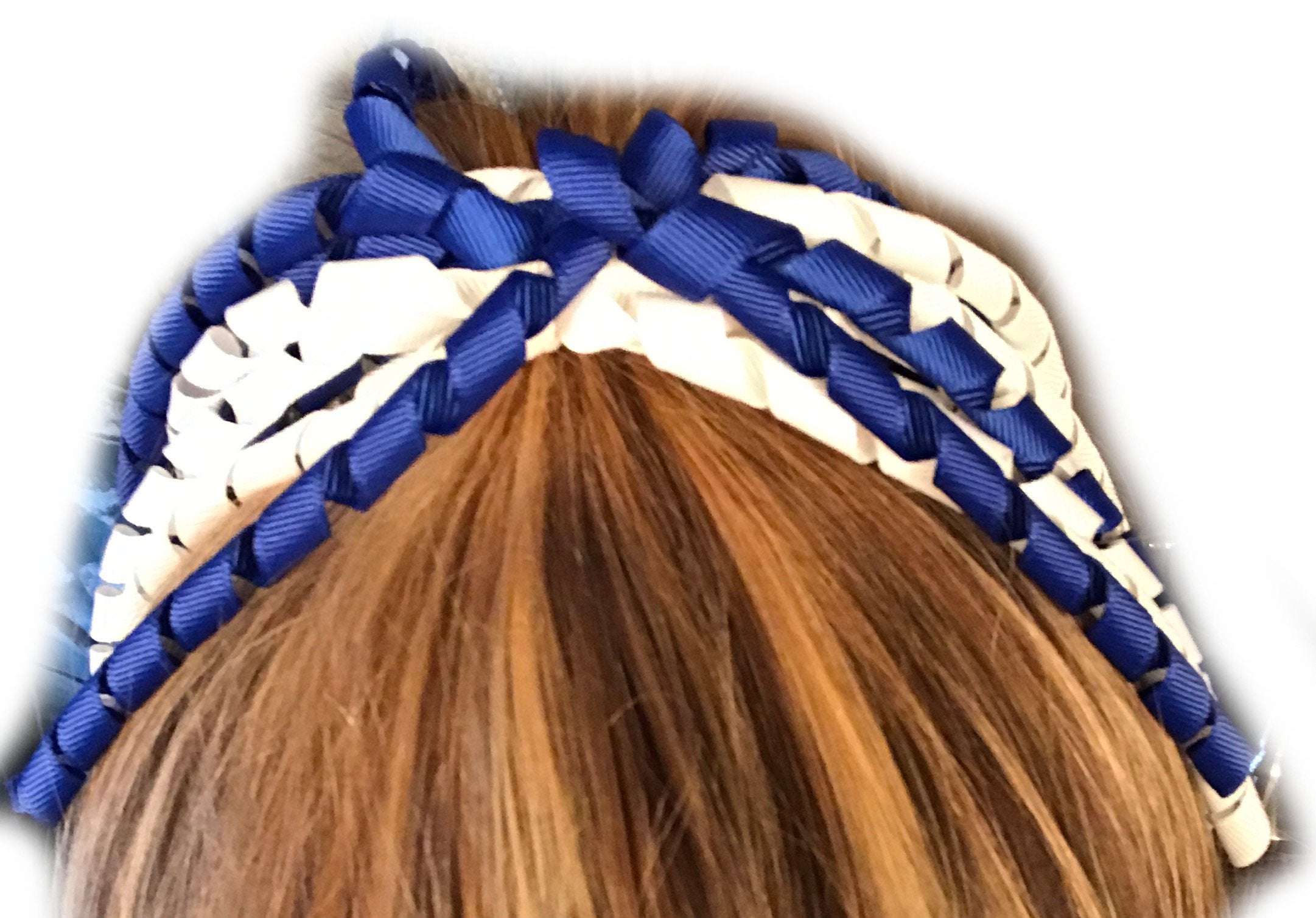 Cheer Ponytail Ribbon – royal blue and white