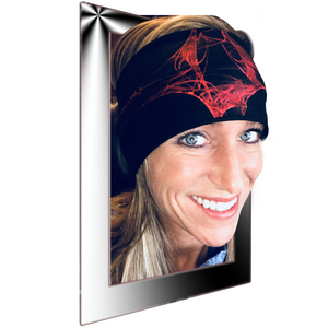Womens inspiring red and black biker bandana /headband with Inspirational text - “Just a State of Mind” 