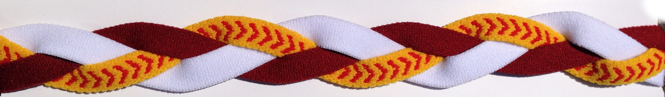 White maroon and softball seam headband