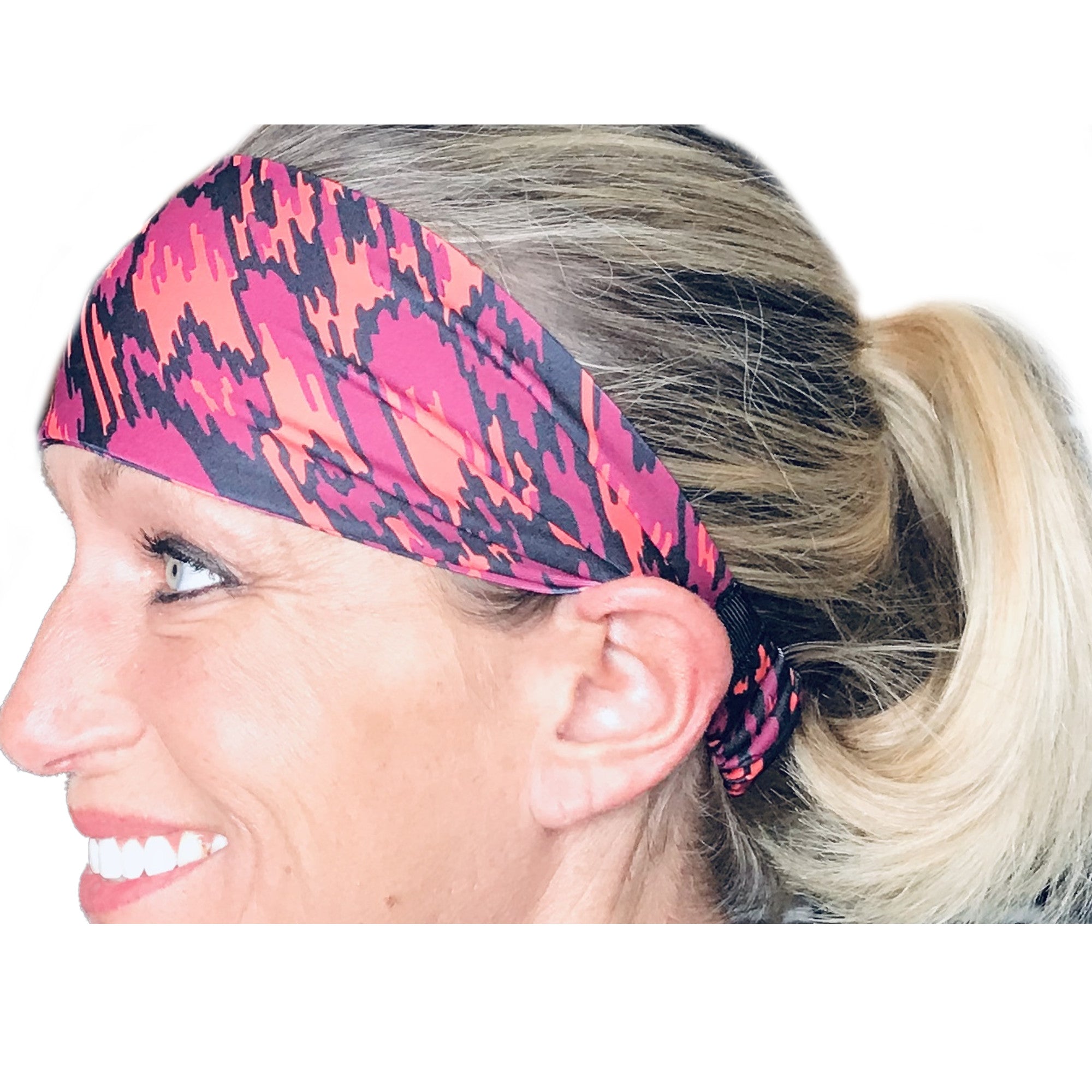 Pink, Orange, Black, Red Sweat Absorbing Stretch Headband