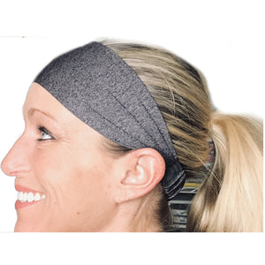 Gray / Grey / Silver Sweat Absorbing Stretch Athletic Sports Headband