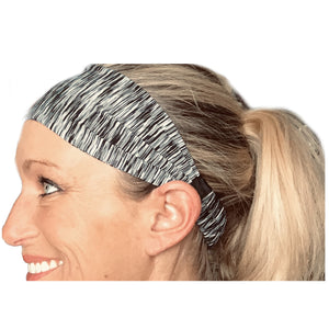 Black and White Sweat Absorbing Stretch Athletic Sports Headband